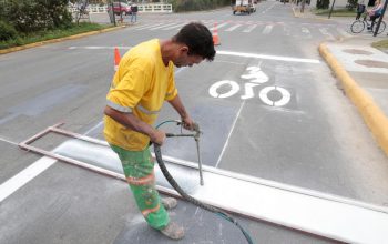 Joinville conclui instalação de bolsões para motos em cinco cruzamentos